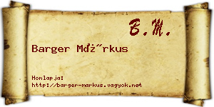 Barger Márkus névjegykártya